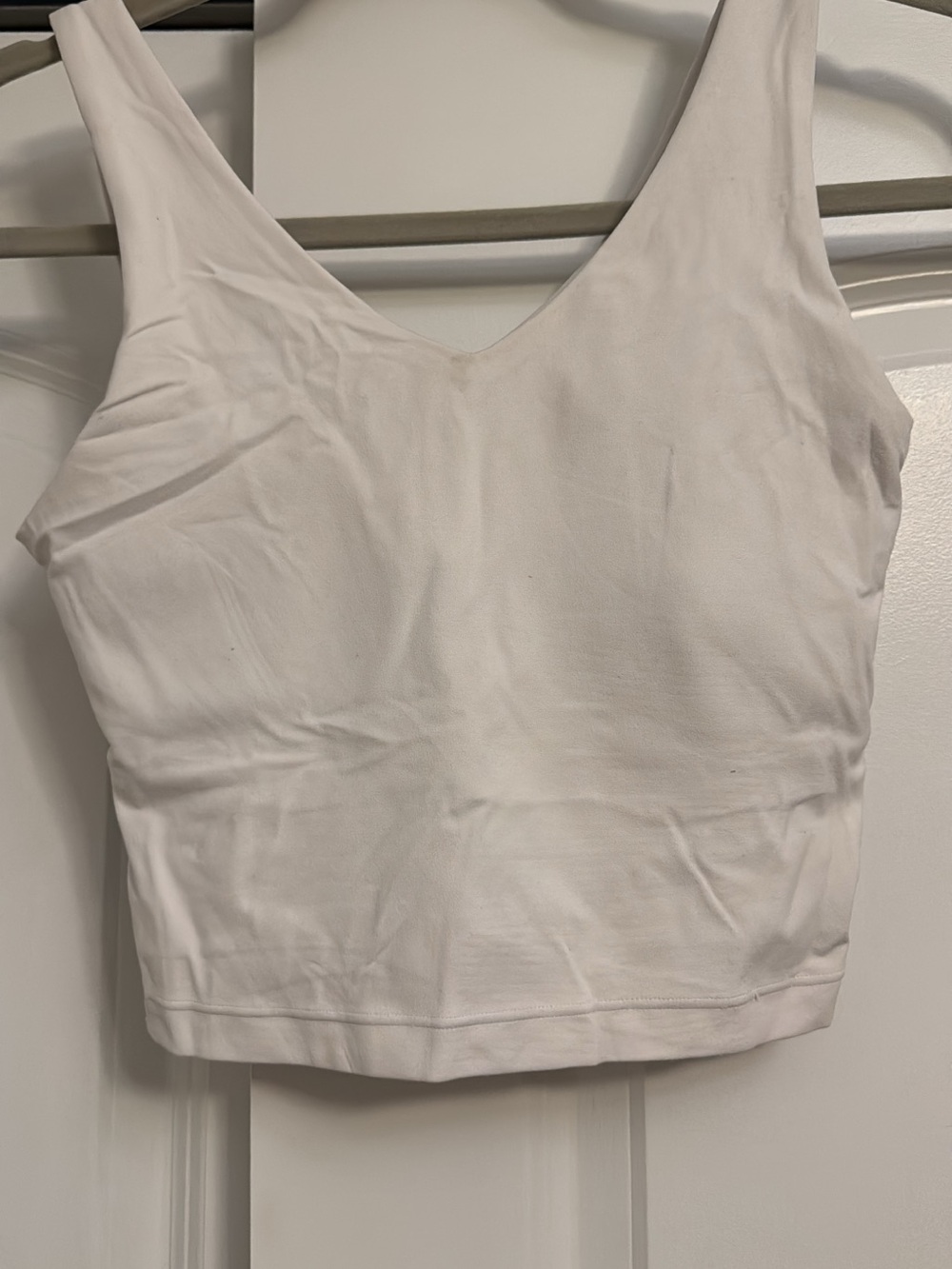 Athleta White V-Neck Crop Tank